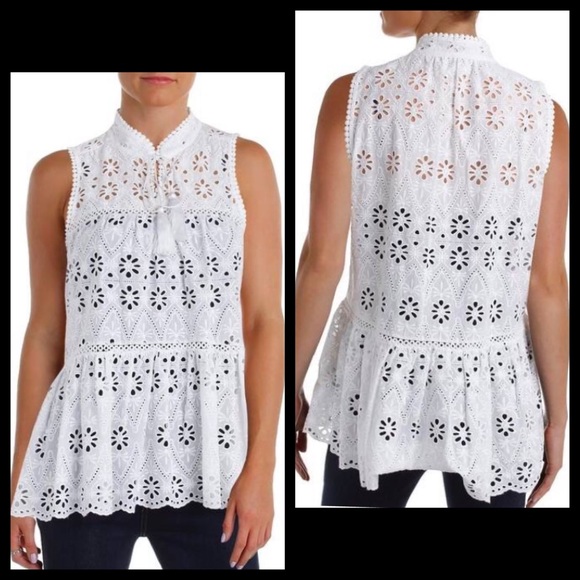 Kate Spade Floral Eyelet Lace Peplum Blouse Top - Picture 3 of 7